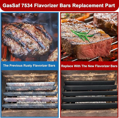 GasSaf 21.5 Flavorizer Bars 7534 for Weber Spirit 200, E/S200 E/S-210, Spirit 500, Genesis Silver A with Side 2-Burner Grills, 5-Pack Black Porcelain Steel Flavor Bars for Weber 7535 65902 Grill Parts
