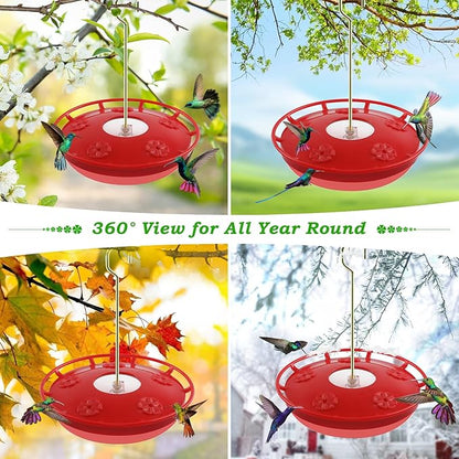 FEED GARDEN 2 Pack 16 OZ Hummingbird Feeders for Outdoor 5 Feeder Ports Ant Bee Proof Leak-Proof Cleaning Brushes Nectar Easy Clean Fill Bird Feeder for Garden Red Décor Gifts for Mom