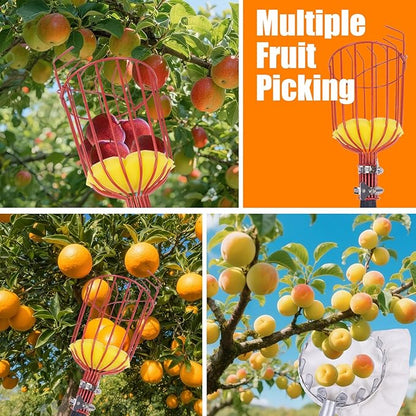 20FT Telescopic Fruit Picker With Wire Basket and Woven Basket,Adjustable Fruit Picker Pole With Basket Telescoping,4.6-20FT Fruit Picker Pole,Suitable For Picking Apples,Mangoes,Plums and Others