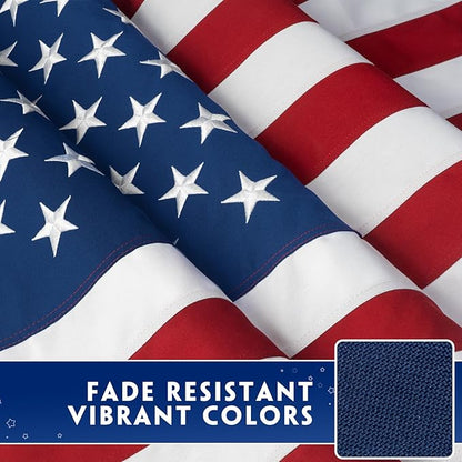 American Flag 4x6 Ft for Outside Longest Lasting- Ultra Durable, Tear-Proof Heavy Duty Spun Polyester US USA Flags - Fade Resistant, Embroidered Stars, Sewn Stripes, Brass Grommets - Outdoor Decor