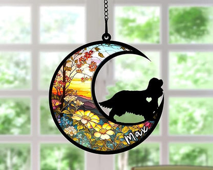 Personalized Dog Memorial, Custom Name Cavalier King Charles Spaniel Dog Christmas Ornament, Custom Breeds, Pet Loss Light Catcher, Gifts for Lovers Loss of Pet Sympathy on Mothers Day Christmas