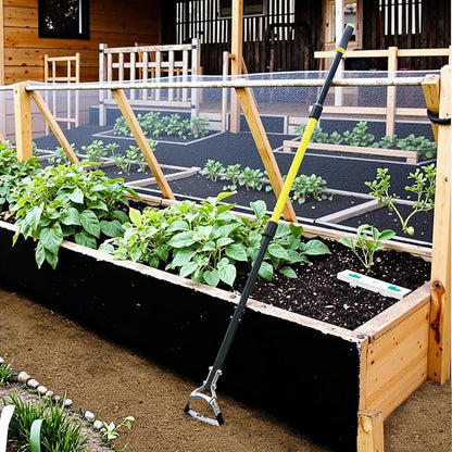 Jardineer Hula Hoe with Long Handle,Hoe Garden Tool, for Weeding, Stirrup Hoe for Flower Beds,Yards(64 inches)