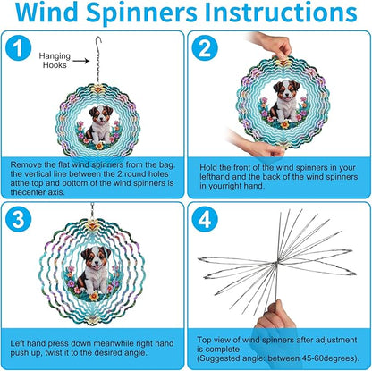 Metal Wind Spinners for Outdoor,Birthday Gifts for Women Mom Grandma, 12 Inch Dogs Wind Spinner, Kinetic Sculpture Garden Decor for Ornament Gifts