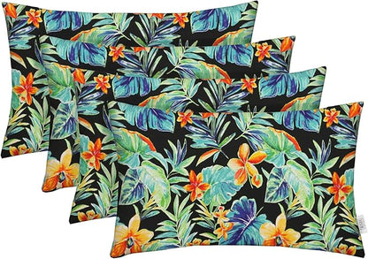 RSH Décor - Jumbo Lumbar Throw Pillows – Set of 4 | 26" x 16" | Outdoor Use – Patio, Lounge, Adirondack, Deck | Water & Fade-Resistant | Includes Down-Alternative Inserts | Beachcrest Caviar