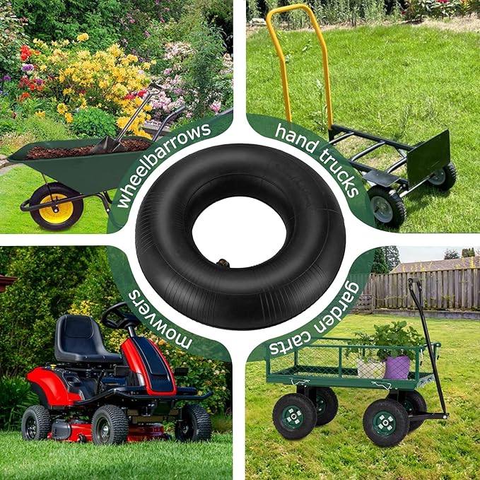 4.10/3.50-4 Inner Tube with Bent Valve Stem (2-Pack) - Heavy Duty Replacement Tire Tubes for Wheelbarrows, Mowers, Hand Trucks, Yard Trailers