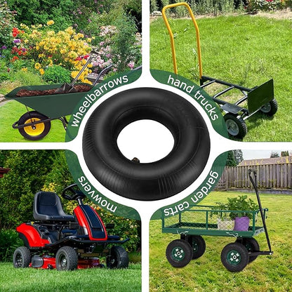 4.10/3.50-4 Inner Tube with Bent Valve Stem (2-Pack) - Heavy Duty Replacement Tire Tubes for Wheelbarrows, Mowers, Hand Trucks, Yard Trailers