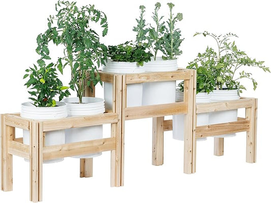 Greenes Fence Two-Tiers Six Bucket Elevated Cedar Wood Garden Frame, 79 in. x 16 in. x 30 in. - Made in USA with North American Cedar