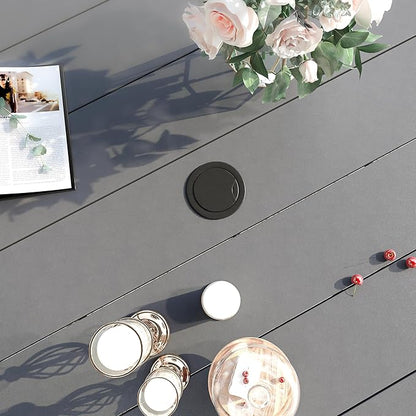 VICLLAX Patio Dining Set for 8, 9 Pieces Outdoor Furniture Includes 60" Round Patio Table with Umbrella Hole and 8 Outdoor Swivel Chairs for Lawn Garden, Grey Tabletop and Fabric