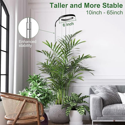 Wolezek Grow Lights for Indoor Plants Full Spectrum, 80 LEDs 3 Colors, 65in Large Plant Lights for Indoor Growing with 360°Gooseneck, 6/12/16H Timer, 5 Brightness, Height Adjustable, Black 3 Pack