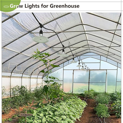 Espird Outdoor LED Grow Light with Timer, 12-Light Full Spectrum Grow Light Strip, Waterproof Plant Lamps, UL Certified String Grow Lights for Greenhouse Garden, 41FT Light for Veg Seedling Flower