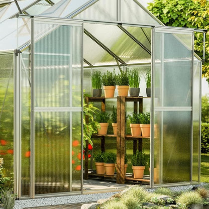 Greenhouse Topas 7 Aluminum Frame 7.4 x 14.7 ft with Approx. 6 mm Polycarbonate Panels