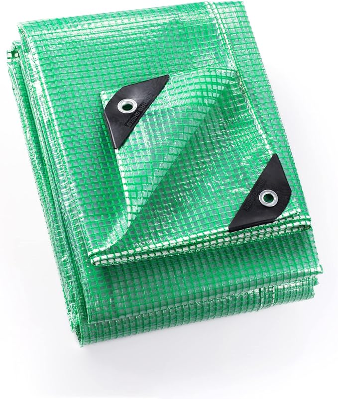 GUARD SHIELD Clear Green Tarp Heavy Duty 10x12 Feet Waterproof for Greenhouse Outdoor Garden Poly Cover UV Resistant 3x3 Weave 10mil