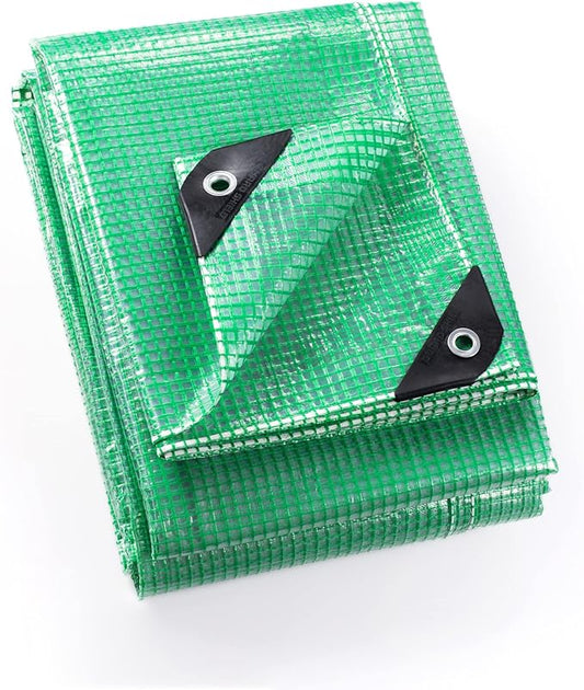 GUARD SHIELD Clear Green Tarp Heavy Duty 16x20 Feet Waterproof for Greenhouse Outdoor Garden Poly Cover UV Resistant 3x3 Weave 10mil