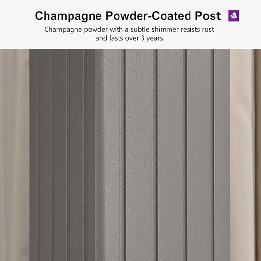 PURPLE LEAF 12' x 14' Outdoor Hardtop Gazebo, Champagne Aluminum Gazebo with Galvanized Steel Double Roof, Curtains and Netting for Patio Lawn and Garden