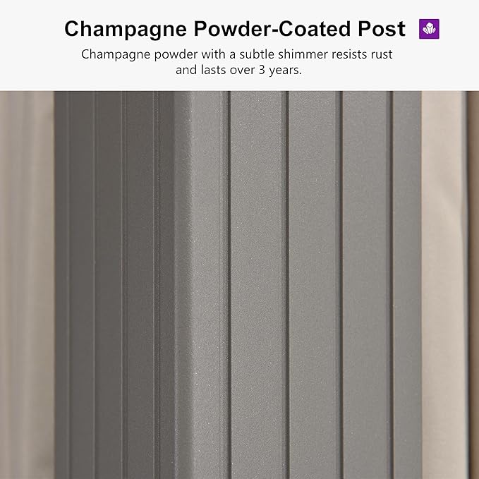 PURPLE LEAF 12' x 14' Outdoor Hardtop Gazebo, Champagne Aluminum Frame with Galvanized Steel Double Roof, Curtains and Netting for Patio Lawn and Garden