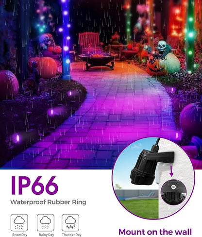 L LOHAS LED Halloween Spotlight Outdoor, Purple Spot Lights for Yard, Auto On/Off 5W 120V Landscape Lighting for House, Holiday, Trees, Decoration, 450LM IP66 Waterproof, UL Listed, 2 Pack