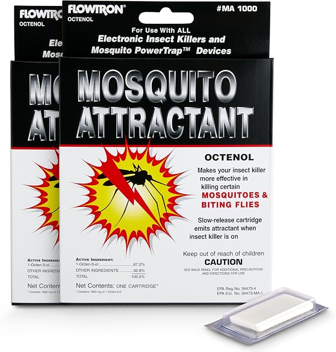 Flowtron MA-1000 Octenol Mosquito Attractant Cartridge, Compatible with BK-15, BK-40, BK-80, MC-9000, FC-8800-2 Pack