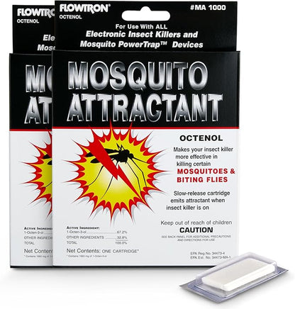 Flowtron MA-1000 Octenol Mosquito Attractant Cartridge, Compatible with BK-15, BK-40, BK-80, MC-9000, FC-8800-2 Pack