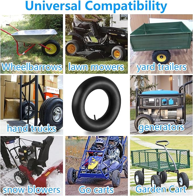 4.80/4.00-8" 4.80 x 4.00-8 Inner Tubes (2 Pack) with TR-13 Straight Valve Stem,for Wheelbarrows, Tractors Hand Trucks Riding Mowers Golf Carts Go-Karts Lawn Mowers