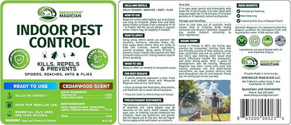 Mosquito Magician Indoor Pest Spray – Design for Indoor Use to Neutralize Spiders, Roaches, Ants & Flies with Plant-Sourced Essential Oils, Efficient Ready to Use Home Pest Spray – Cedarwood, 16 OZ