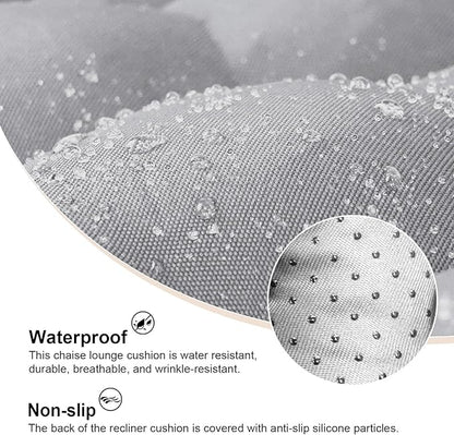 ERWUDEling Outdoor Chaise Lounge Chair Cushion 67 x 19 Inch - 4" Thick Waterproof Zero Gravity Pad Non-Slip 7D PP Cotton with 8 Ties, Machine Washable for Patio/Home/Office (Gray)