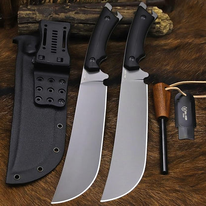 BA-KOR 5MM Full Tang (9CR18MOV) steel 14.1-inch chopping knife+K sheath&5.9-inch cerium igniter can be used for outdoor hunting, camping, obstacle removal, barbecue, fishing, kitchen cutting EDC， Gift giving