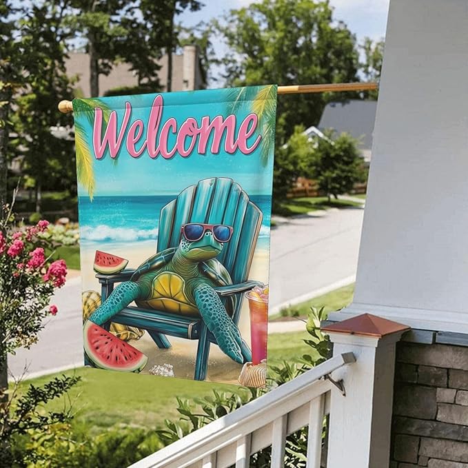 Sea Turtles Garden Flag Vertical Double Sided Outdoor Yard Flags 12.5x18 Inch Burlap Banners for House Lawn