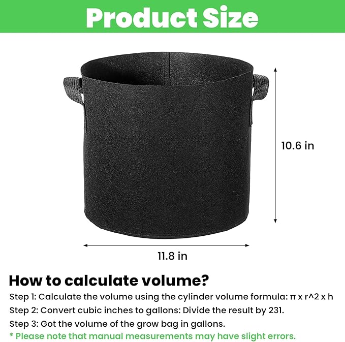20-Pack 5 Gallon Plant Grow Bags: 280G Thickened Nonwoven Potato Grow Bags with Handles, Black Fabric Pots Felt Garden Bags, Gardening Supplies for Growing Vegetable Fruit Tomato Flowers Herbs