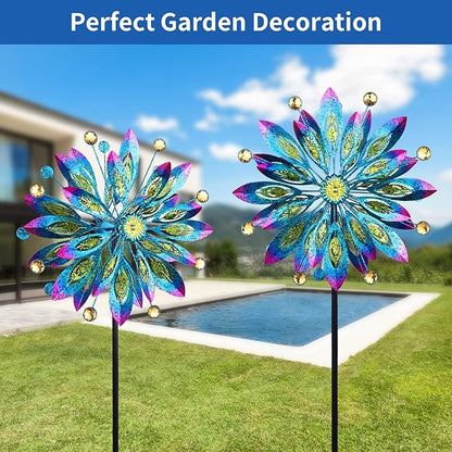 Wind Spinner for Yard and Garden Windmill Outdoor Metal Kinetic Wind Sculpture Dual Direction 360 Degrees Swivel for Yard Patio Lawn Decoration,61 Inch