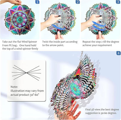 Hanging Wind Spinners for Yard and Garden Mandala Purple Star,Kinetic Wind Spinners Outdoor Worth Gift Christmas Decorations,12Inch Stainless Steel Wind Spinner for Outdoor&Indoor Decor