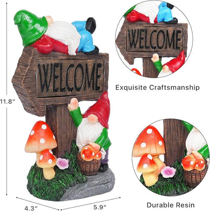 Galiyen Garden Gnomes Outdoor Clearance Large - 11.8'' Garden Gnome Statue with Solar LED Lights, Outdoor Spring Decorations for Patio Yard Lawn Porch Funny Gnomes Ornament Gift