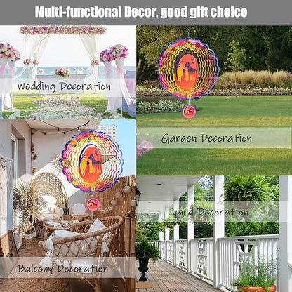 Cat Dog Friend Wind Spinners for Yard and Garden,12 Inch 3D Stainless Steel Hanging Kinetic Yard Art Wind Sculpture, Kinetic Art Garden Decor for Christmas Outdoor & Indoor