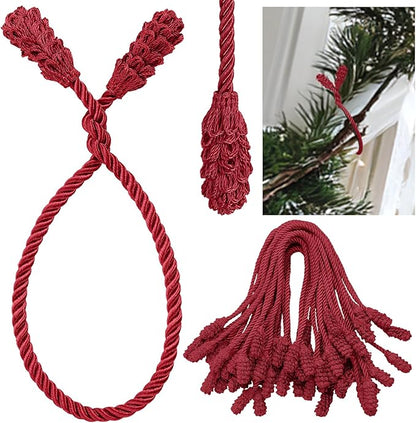 Shappy 24 Pieces Christmas Garland Banister Ties Christmas Decorative Reusable and Flexible Twist Ties for Garland, Banister Home Decoration (Burgundy)