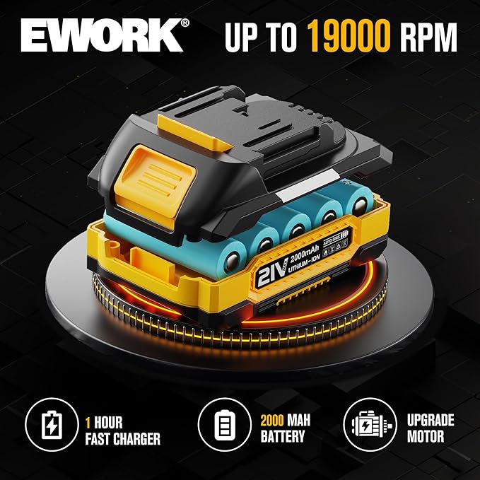 EWORK Small Leaf Blower Cordless 21V 200MPH Lightweight Electric Leaf Blower with 2x2.0Ah Battery and Fast Charger, Mini Battery Powered Compact Blowers for Lawn Care, Leaves, Jobsite, Patio Cleaning