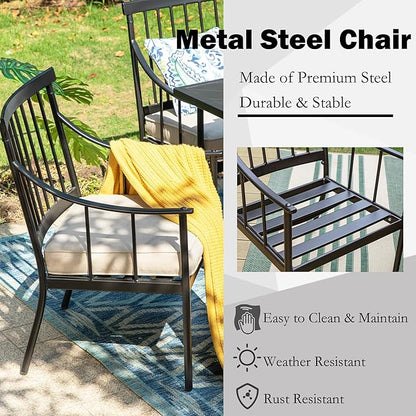 Sophia & William 7 Pieces Patio Dining Set, Rectangle Patio Table and Chairs Set of 2 Adjustable Umbrella Hole & Seat Cushions, Outdoor Conversation Furniture Set for Porch Backyard Balcony