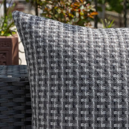 Kevin Textile Outdoor Waterproof Throw Pillow Covers Pack of 2 Farmhouse Decorative Cushion Covers for Garden Patio Tent Balcony Bench Couch Sofa 22x22 Inch, Dark Grey