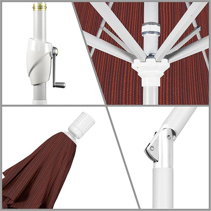 California Umbrella 7.5' Round Aluminum Market Umbrella, Crank Lift, Push Button Tilt, White Pole, Terrace Adobe Olefin