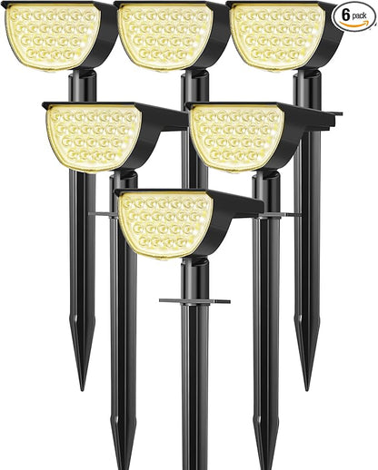 Solar Lights Outdoor Waterproof IP65, 76 LED 3 Lighting Modes Solar Spot Lights Outdoor Yard Garden Landscape Pathway (Warm White, 6 Pack)
