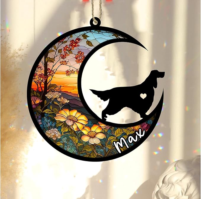 Personalized Dog Memorial, Custom Name Gordon Setter Dog Christmas Ornament with Name, Custom Breeds, Pet Loss Light Catcher, Gifts for Lovers Loss of Pet Sympathy on Mothers Day Christmas
