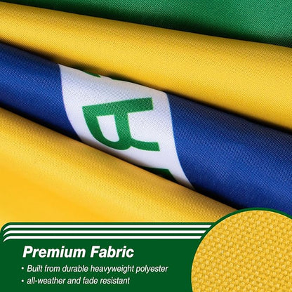 Brazil Brazilian Flag 3x5 ft Outdoor, Double Sided 3 Ply Heavy Duty Brazil National Country Flag, 100% Quality Polyester Brazilian Banner with Brass Grommets 4 Rows Stitches