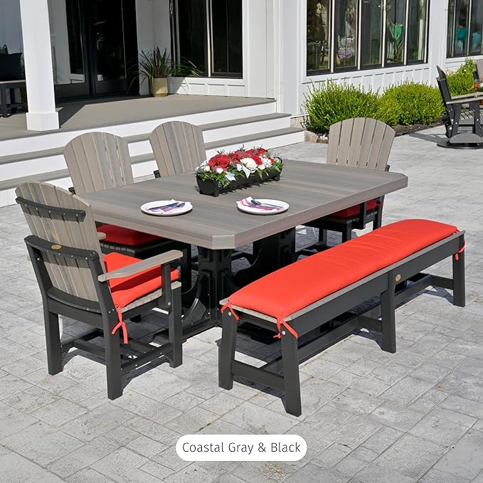 LuxCraft Poly 4' x 6' Rectangular Dining Table, 36.25" Height, Outdoor Patio Table, Made with Recycled Plastics, Made in USA (Weatherwood & Black)