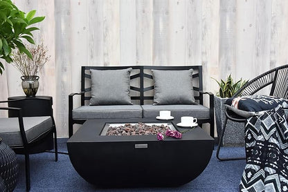 AMS Fireplace | Modeno | Aurora | Firepit Table | Cover and Lava Rocks Included | (Fuel: Liquid Propane - Black)
