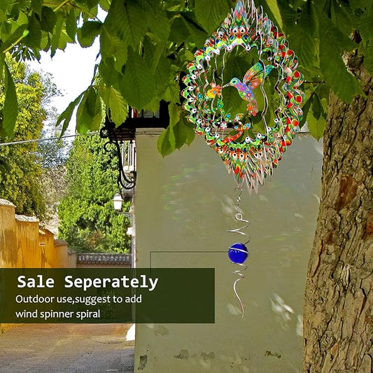 Hummingbird Wind Spinner for Yard and Garden,12in 3D Wind Spinner Hummingbird Gift for Women/Mother/Father/Men,Hanging Bird Wind Catchers Kinetic Yard Art Ornaments Outdoor Wind Sculptures