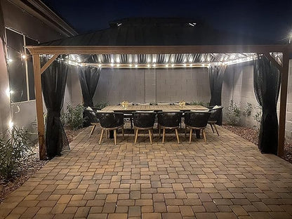 PURPLE LEAF 12' X 16' Outdoor Hardtop Gazebo for Patio Galvanized Steel Double Roof Permanent Canopy Aluminum Frame Pavilion Gazebo with Netting and String Lights