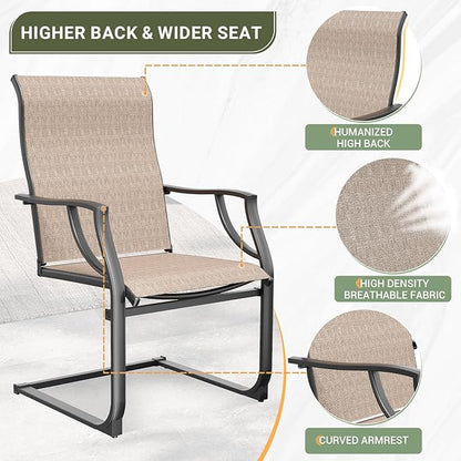 Amopatio Dining Chairs Set of 4, Patio Dining Chairs for All Weather, Breathable Garden Outdoor Furniture for Backyard Deck, Light Brown