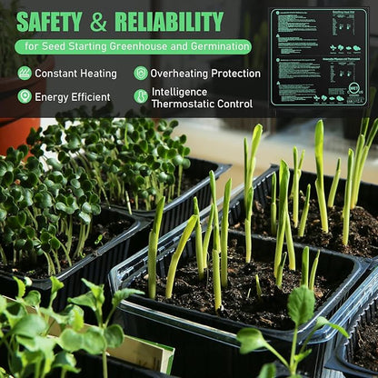 ROCEEI 2 Pack Seedling Heat Mat with Digital Thermostat Controller 20 x 20.75 Inch Waterproof Plant Seedling Heat Mat for Germination, Hydroponics, Brewing, Breeding, Indoor Gardening and Greenhouse
