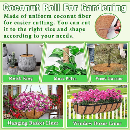 ZeeDix 16 x 80 inches Thickened Coco Liner Roll for Planters- Natural Coconut Flower Basket Liners Coco Coir Mat for Plants Flowers Vegetables Reptiles Carpet
