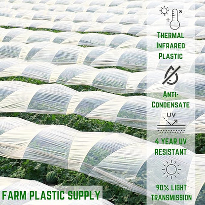 Farm Plastic Supply - Clear IRAC Greenhouse Plastic Sheeting - 6 Mil - (20' x 10') - 4 Year UV Resistant Infrared Anti-Condensate Green House Covering Thermal Greenhouse Plastic 6 mil