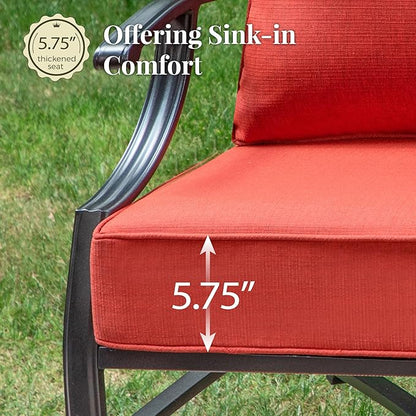 Patio Furniture Set 7 pcs, Outdoor Patio Furniture, 3-Seat Sofa, 2 Single Chairs, 2 Swivel Chairs, 2 Ottomans and 5.75" Extra Thick Cushion, Patio Conversation Set for Backyard Deck,Red