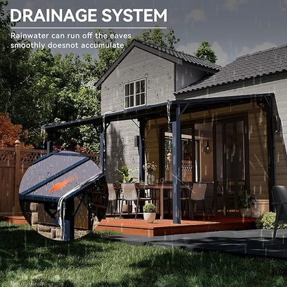 Aoxun Gazebo for Patio 10' x 14', Premium Gazebo Pergola with Sloped Roof, Large Wall-Mounted Heavy Duty Awnings, for Backyard, Patio, Deck and More